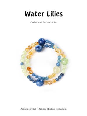 ArtemisCrystal Water Lilies Monet inspired crystal bracelet with blue kyanite, citrine and prehnite