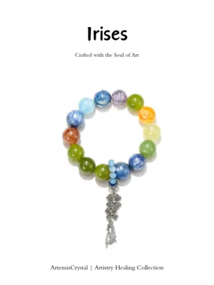 Handmade Irises inspired crystal bracelet with kyanite aquamarine amethyst and citrine