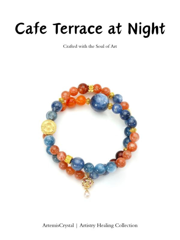 ArtemisCrystal Cafe Terrace at Night Van Gogh inspired crystal bracelet poster - Artistry Healing Collection