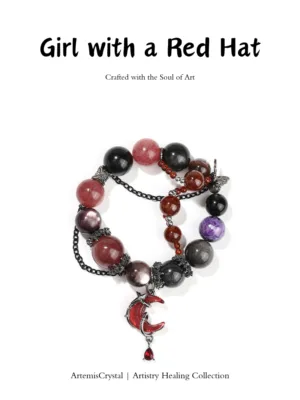 Vermeer Girl with a Red Hat single wrap crystal bracelet top view