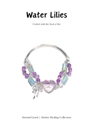 Monet Water Lilies single wrap crystal bracelet top view