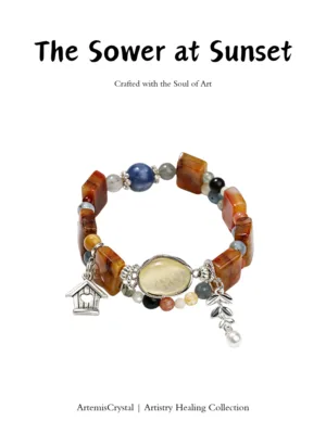 Top view of Van Gogh inspired crystal bracelet with sunset color palette
