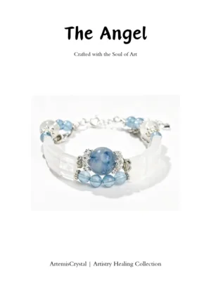 Handmade Angel inspired crystal bracelet with aquamarine moonstone and blue rutilated quartz