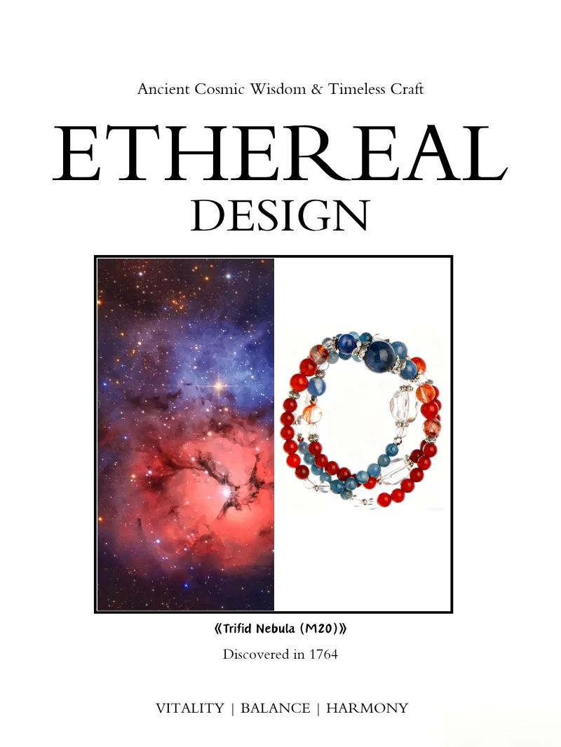 Trifid Nebula crystal art healing creation displayed beside the nebula inspiration image