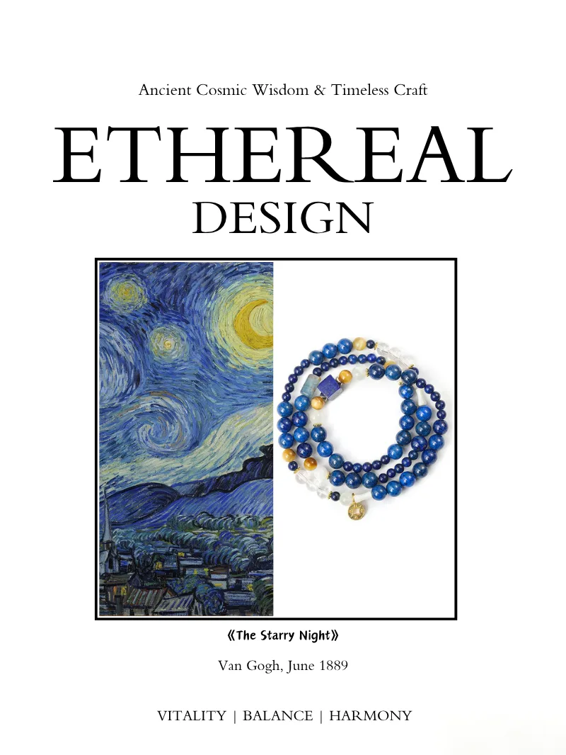 Starry Night Lapis & Moonlight Crystal Bracelet — Art Healing Collection - Image 2