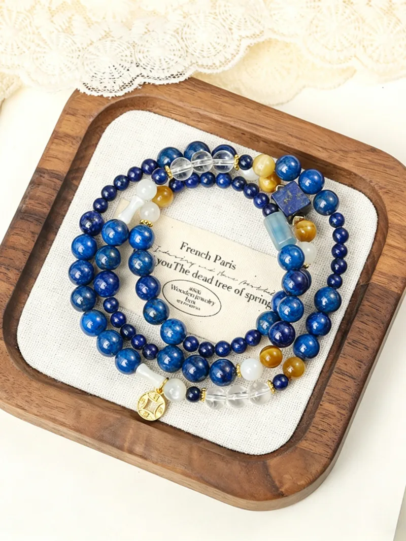 Artistic crystal bracelet worn on wrist in natural light lifestyle photography